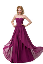 Sexy A-Linien bodenlange Herzausschnitt Rüschchen Chiffon Brautjungfernkleider