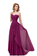 Sexy A-Linien bodenlange Herzausschnitt Rüschchen Chiffon Brautjungfernkleider