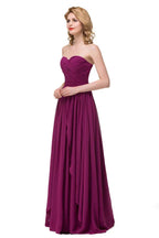 Sexy A-Linien bodenlange Herzausschnitt Rüschchen Chiffon Brautjungfernkleider
