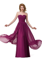 Sexy A-Linien bodenlange Herzausschnitt Rüschchen Chiffon Brautjungfernkleider