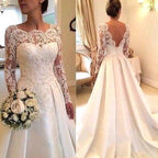 Robes de mariée sexy en ligne A avec manches en dentelle