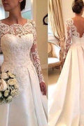 Robes de mariée sexy en ligne A avec manches en dentelle