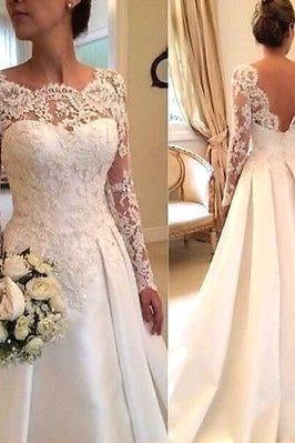 Robes de mariée sexy en ligne A avec manches en dentelle