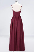 Vestito da damigella sexy senza maniche con scollo profondo a V doppio, volant, spacco laterale in chiffon per serate e feste