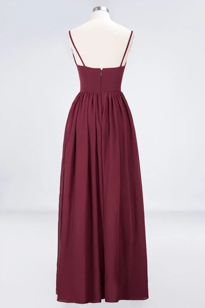 Vestito da damigella sexy senza maniche con scollo profondo a V doppio, volant, spacco laterale in chiffon per serate e feste
