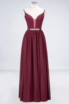 Vestito da damigella sexy senza maniche con scollo profondo a V doppio, volant, spacco laterale in chiffon per serate e feste