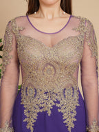Vestidos de Baile Sereia com Aplicações de Renda Sexy e Mangas Compridas
