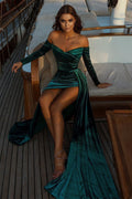 Sexy Off-the-shoulder Split Front Floor-length Prom Dress