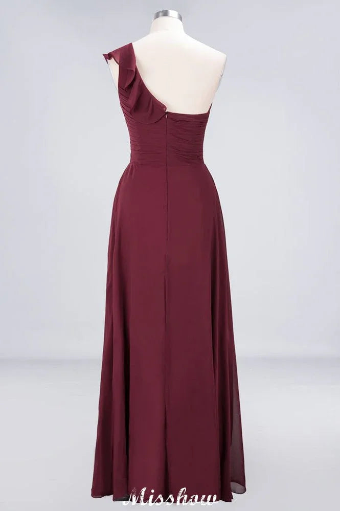 Vestido de Dama de Honra Sem Mangas com Um Ombro Só, Decote Coração, Folhos, para Casamento na Praia e Festa