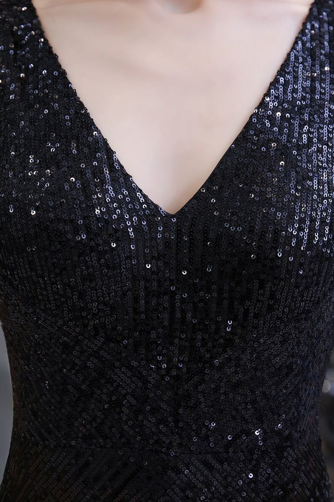 Tuta elegante senza maniche con scollo a V, paillettes argento scintillanti