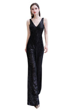 Tuta elegante senza maniche con scollo a V, paillettes argento scintillanti