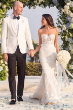 Abiti da sposa sirena senza spalline con scollo a cuore e pizzo