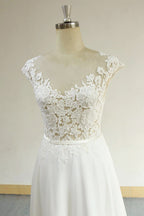 Vestido de noiva branco com decote em V, sem mangas, corte A, vestido de noiva