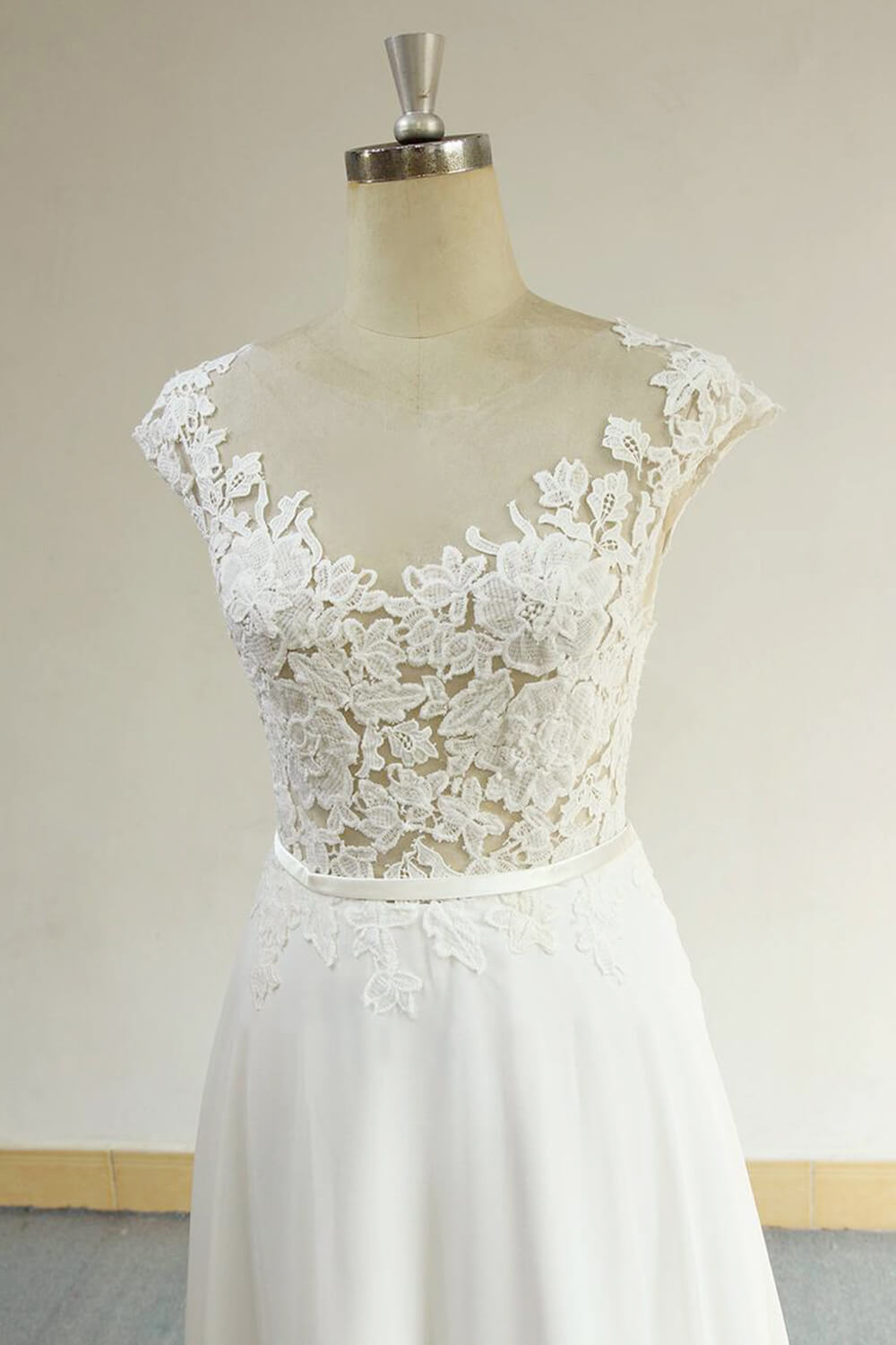 Vestido de noiva branco com decote em V, sem mangas, corte A, vestido de noiva