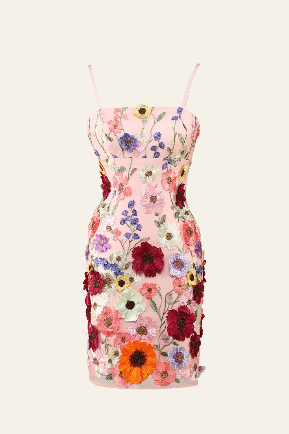 Vestido de Regresso a Casa com Alças Finas e Flor 3D