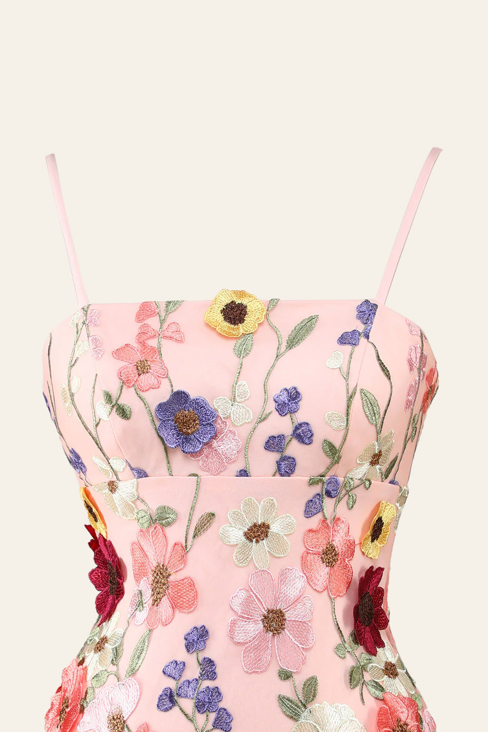Vestido de Regresso a Casa com Alças Finas e Flor 3D