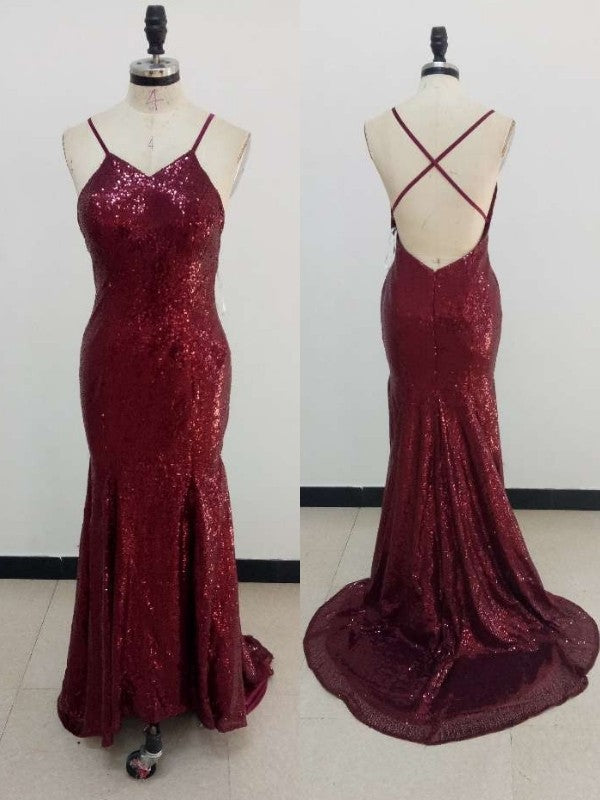 Robe de soirée moulante/col en V sans manches à volants et paillettes