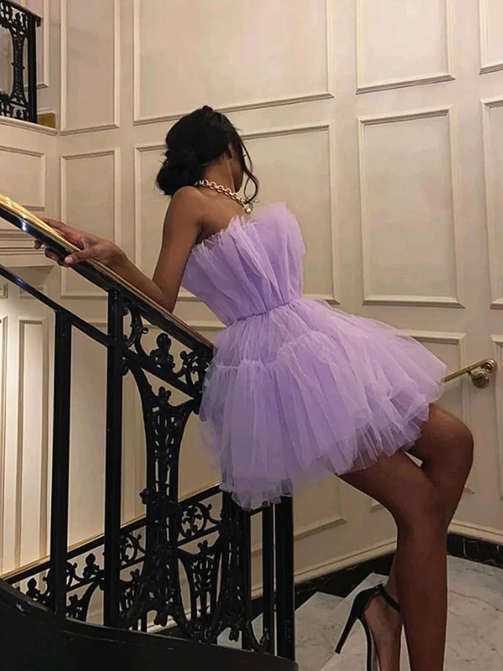 Vestidos curtos de baile de finalistas e receção em casa, princesa, sem alças, em tule, corte em A