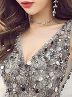 Robes courtes en tulle à perles, dos nu, en ligne A, col en V, pour bal de promo et retour à la maison