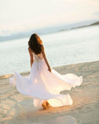 Abito da sposa semplice lungo a linea ad A con scollo a cuore, chiffon, applicazioni e pizzo
