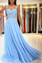 Robe de bal simple longue en mousseline, ligne A, décolleté cœur, dos en dentelle sans dos avec fente