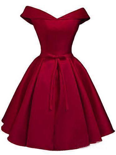 Simple Off the Shoulder Blush Homecoming Dresses Satin Graduation Dress