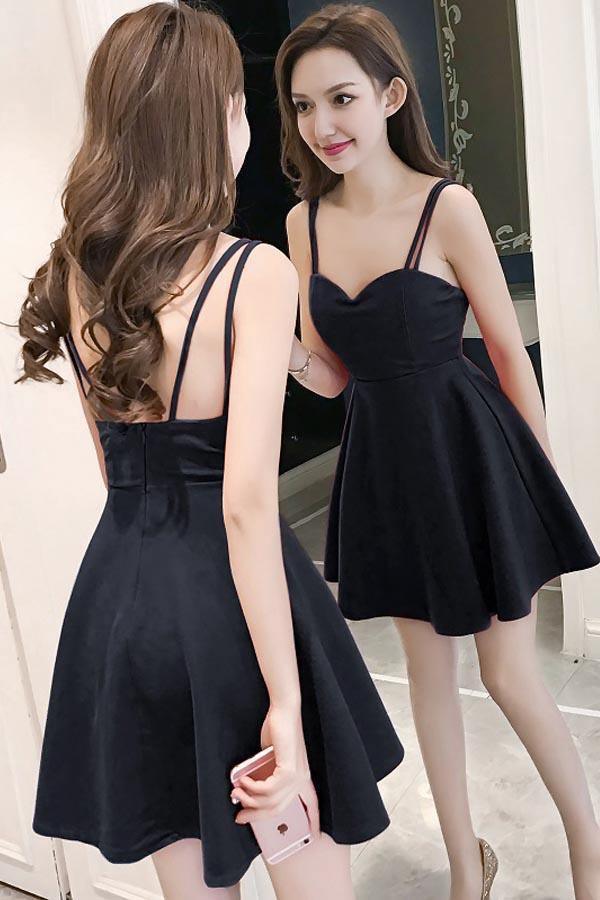 Einfache Träger Sweetheart Red Satin Homecoming Kleider Partykleider