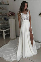 Schlichtes Brautkleid mit Spitze | Chiffon Sommerbrautkleider