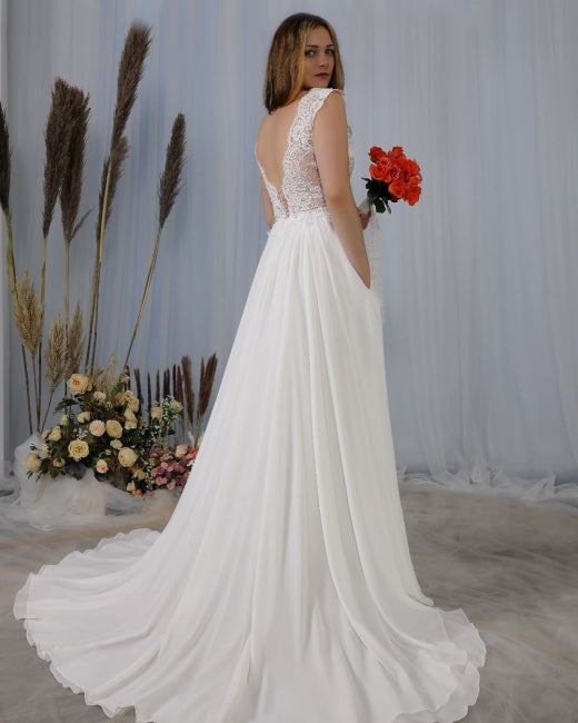 Robes de mariée simples avec dentelle | Robes de mariée d'été