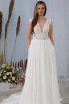 Robes de mariée simples avec dentelle | Robes de mariée d'été