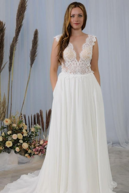 Robes de mariée simples avec dentelle | Robes de mariée d'été