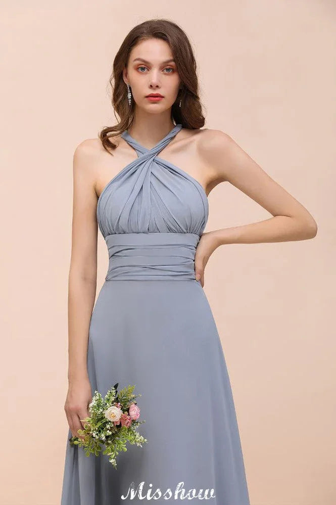 Ärmelloses A-Linien-Kleid für Brautjungfern, bodenlanges festliches Kleid