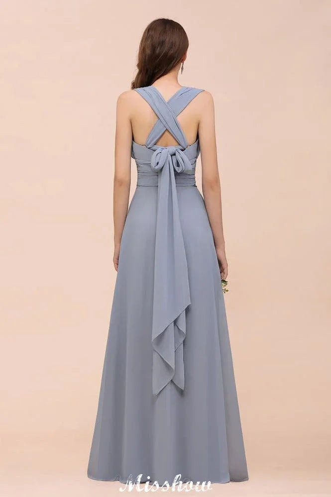 Ärmelloses A-Linien-Kleid für Brautjungfern, bodenlanges festliches Kleid