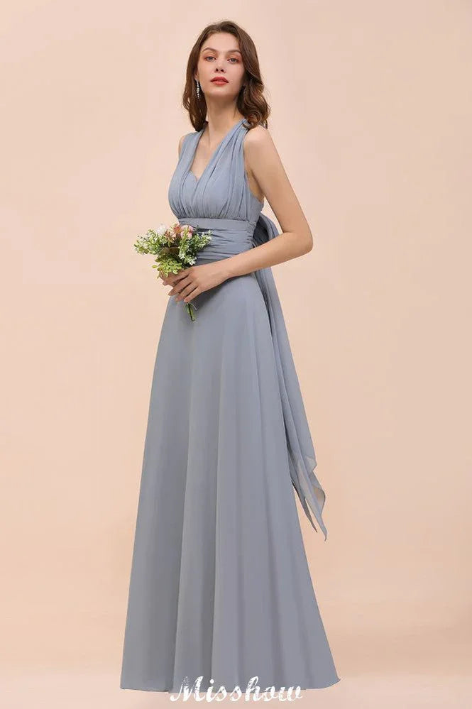Ärmelloses A-Linien-Kleid für Brautjungfern, bodenlanges festliches Kleid