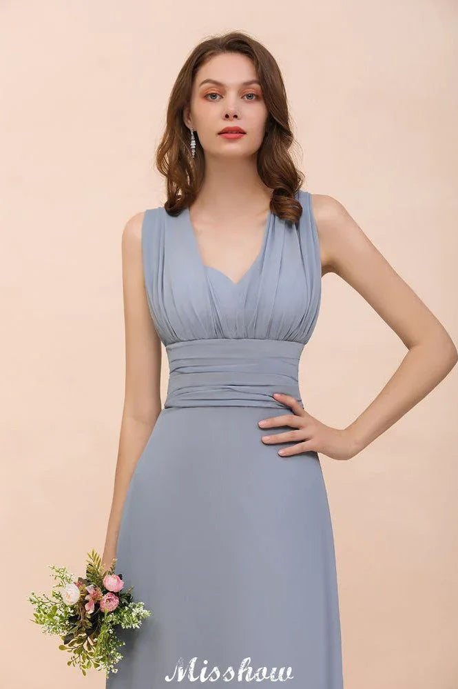 Ärmelloses A-Linien-Kleid für Brautjungfern, bodenlanges festliches Kleid