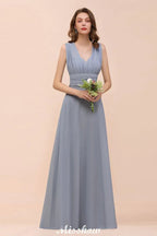 Ärmelloses A-Linien-Kleid für Brautjungfern, bodenlanges festliches Kleid