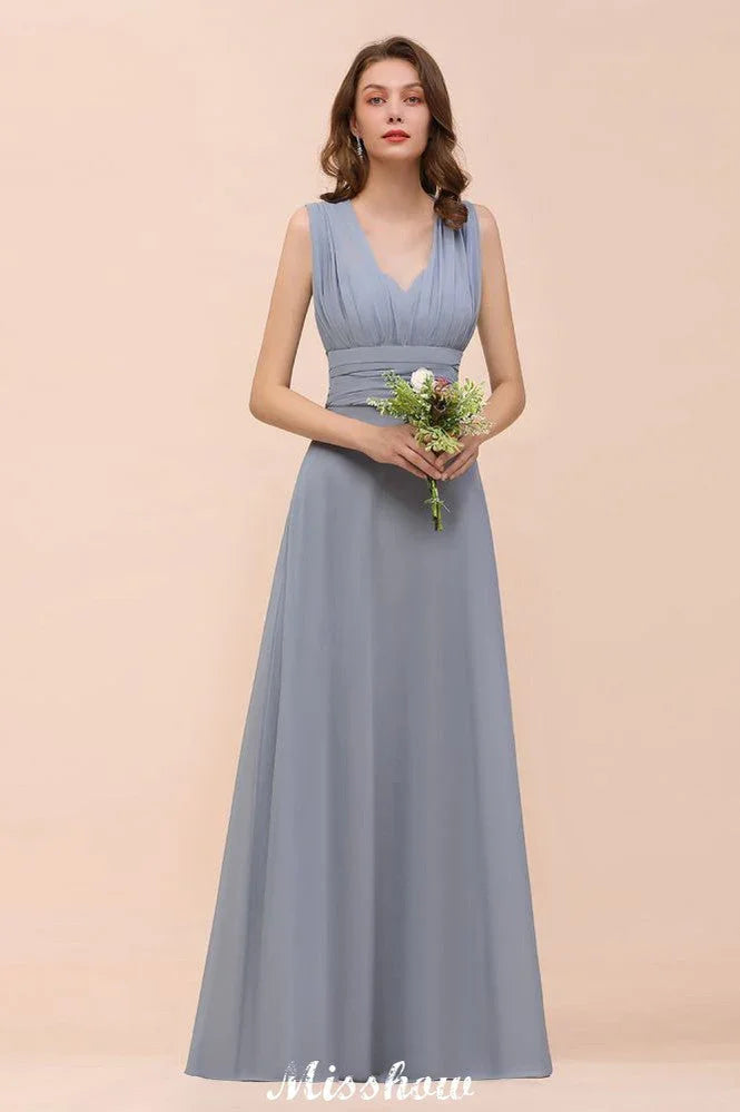 Ärmelloses A-Linien-Kleid für Brautjungfern, bodenlanges festliches Kleid