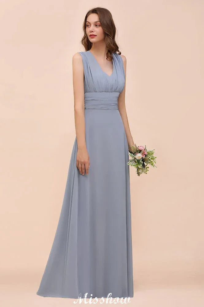 Ärmelloses A-Linien-Kleid für Brautjungfern, bodenlanges festliches Kleid