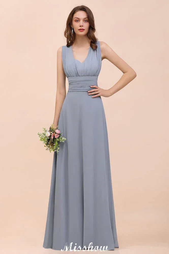 Ärmelloses A-Linien-Kleid für Brautjungfern, bodenlanges festliches Kleid