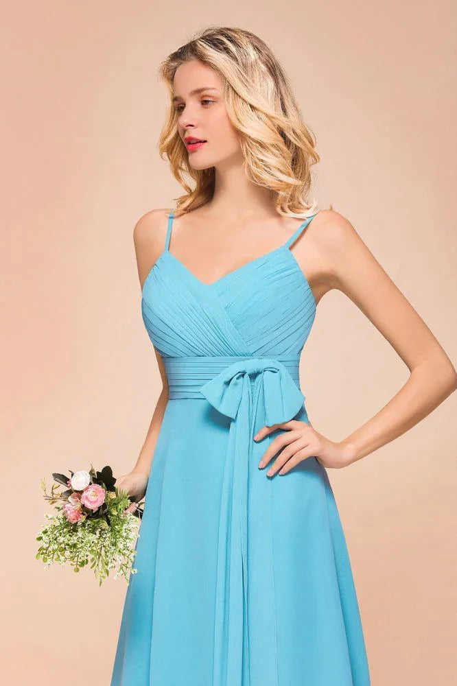 Sleeveless Chiffon Ankle Length Bridesmaid Dress Mini Beach Wedding Guest Dress