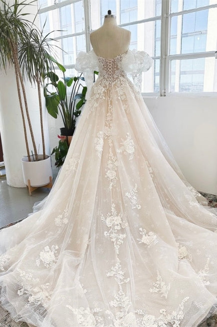 Vestido de Noiva Comprido até ao Chão, Sem Mangas, de Jardim, Sem Alças, em Tule e Renda com Apliques