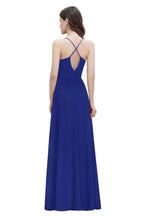 Vestido largo de noche con escote barco y lentejuelas de gasa para dama de honor