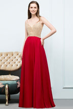 Abiti da sera color bordeaux con perline, linea a trapezio, lunghezza fino al pavimento, stile spaghetti