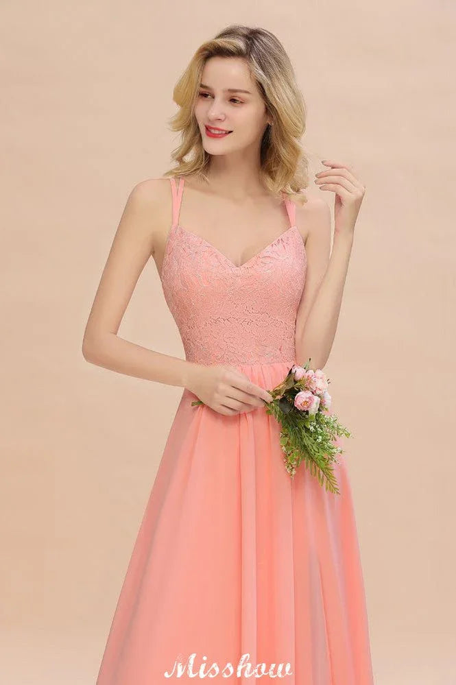 Spaghetti Slim Side Split Bridesmaid Dress Sky Blue V-Neck Wedding Party Dress