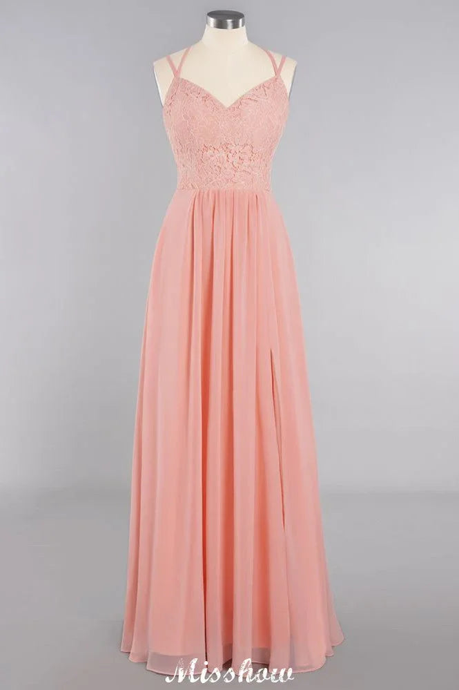 Spaghetti Slim Side Split Bridesmaid Dress Sky Blue V-Neck Wedding Party Dress