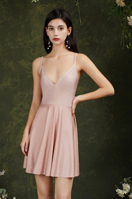 Robes courtes de bal en satin, sans manches, à bretelles spaghetti, coupe trapèze