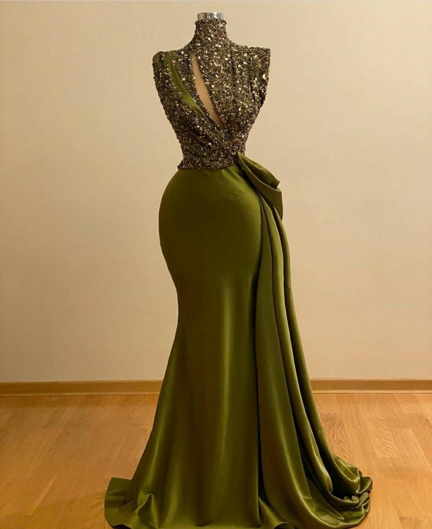 Abiti da sera con paillettes verdi scintillanti a sirena