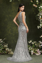 Sparkly One Shoulder Sequins Mermaid Floor-length Bridesmaid/Prom Dress With Side Slit