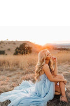 Abiti da sposa rustici azzurro cielo divisi Abito da sposa da spiaggia con strascico a coda di rondine