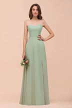 Trägerloses Chiffon-Abendkleid für Brautjungfern Elegantes langes Kleid für die Trauzeugin